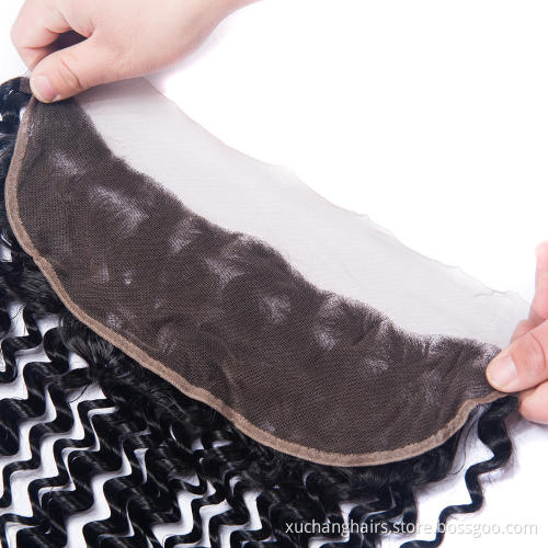 Wholesale Price Raw Indian Hair Deep Wave Human Hair Weave Ear To Ear 13*4 Lace Frontal Closure